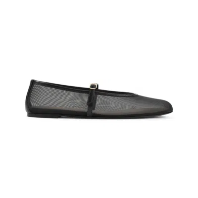 Stuart Weitzman Bareitall Mesh Leather Mary Jane Flats In Black