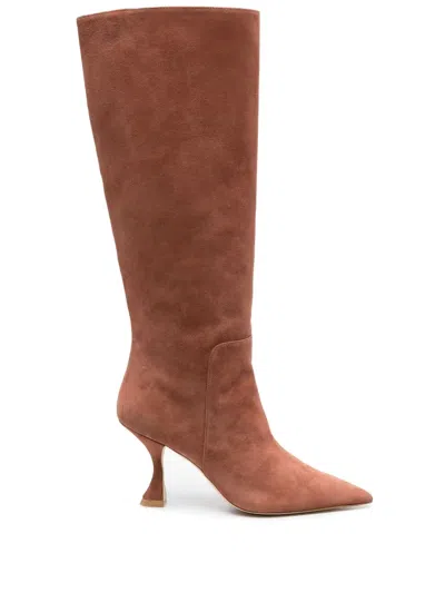 Stuart Weitzman Pointed-toe High-heel Boots In Braun