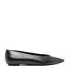 Stuart Weitzman Lina Leather Point-toe Ballerina Flats In Black