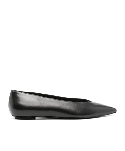 STUART WEITZMAN POINTED-TOE LEATHER BALLERINAS