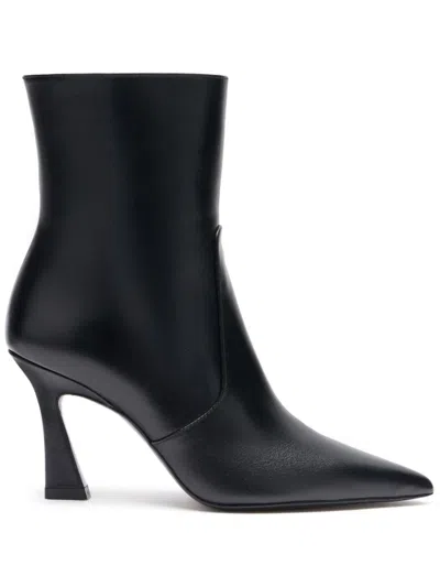 Stuart Weitzman 90mm Leather Ankle Boots In Black