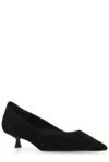 Stuart Weitzman Stuart Pointed Toe Kitten Heel Pumps In Black