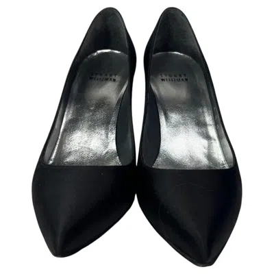 Pre-owned Stuart Weitzman Pointed Toe Pumps In Black Satin
