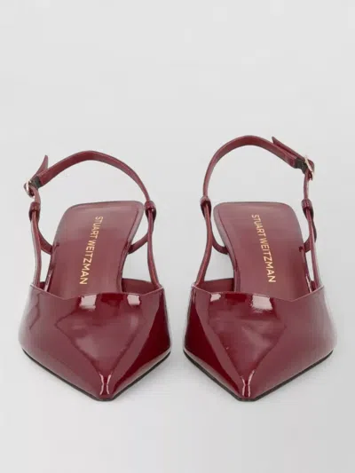 Stuart Weitzman Pointed Toe Slingback Kitten Heel Pumps In Red