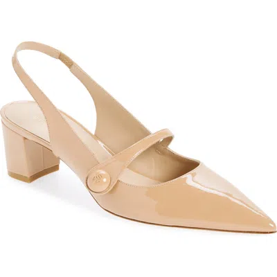Stuart Weitzman Pointed Toe Slingback Pump In Adobe