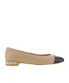 Stuart Weitzman Pearl Contrasting-toecap Ballerina Shoes In Nude