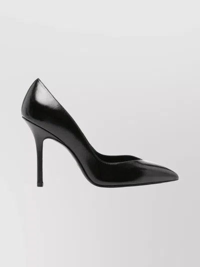 Stuart Weitzman Pointed Toe Stiletto Heel Leather Pumps In Black