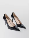 Stuart Weitzman Pointed Toe Stiletto Heel Pumps In Patent Leather In Black