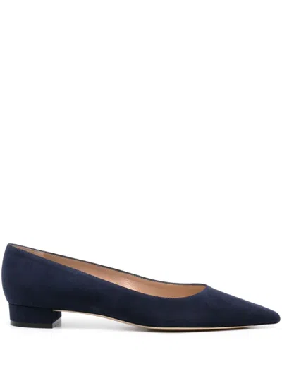 Stuart Weitzman Pointed-toe Suede Ballerina Shoes In Blue