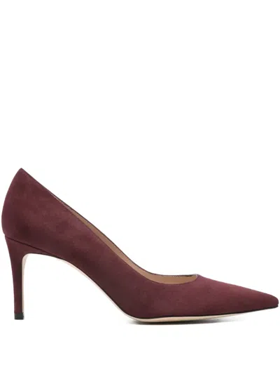 Stuart Weitzman Pointed-toe Suede Pumps In Red