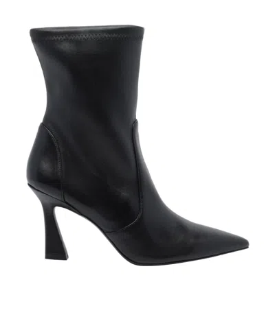 Stuart Weitzman Pointed-toe Ankle Boots In Black