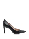 Stuart Weitzman Pointed-toe Leather Pumps In Black