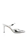 Stuart Weitzman Pointed-toe Metallic Mules In Silver