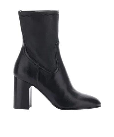 Stuart Weitzman Pointed-toe Mid-heel Ankle Boots In Black