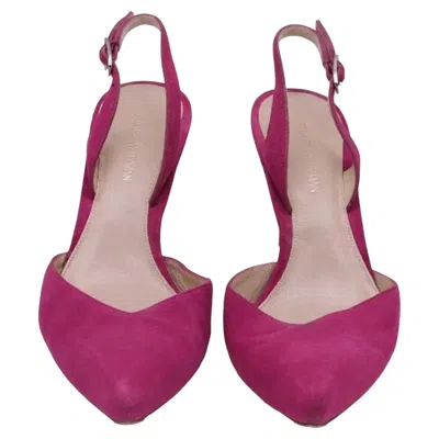 Pre-owned Stuart Weitzman Pointed-toe Slingback Heels In Pink Suede
