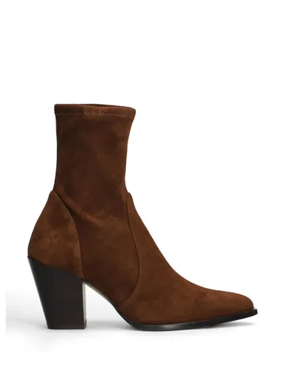 Stuart Weitzman Pointed-toe Suede Boots In Animal Print