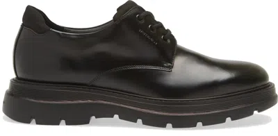 Stuart Weitzman Polished Lace-up Calf Leather Shoe In Black