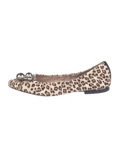 Pre-owned Stuart Weitzman Ponyhair Animal Print Ballet Flats In Neutral