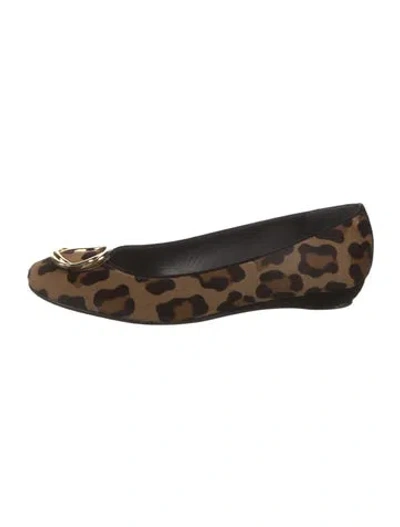 Pre-owned Stuart Weitzman Ponyhair Animal Print Ballet Flats In Neutral