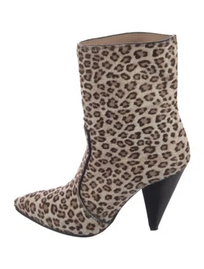 Pre-owned Stuart Weitzman Ponyhair Animal Print Boots In Brown