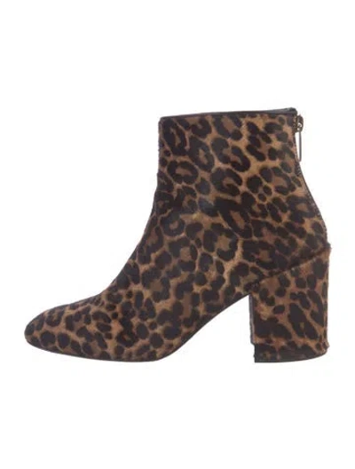 Pre-owned Stuart Weitzman Ponyhair Animal Print Boots In Brown