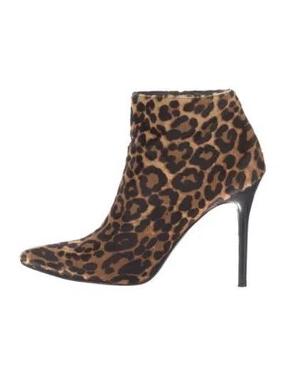 Pre-owned Stuart Weitzman Ponyhair Animal Print Boots In Neutral