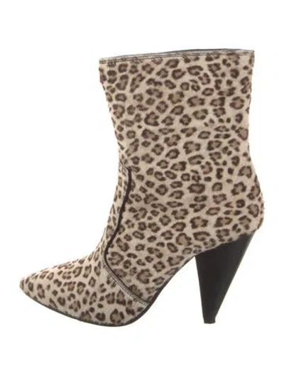 Pre-owned Stuart Weitzman Ponyhair Animal Print Boots In Neutral