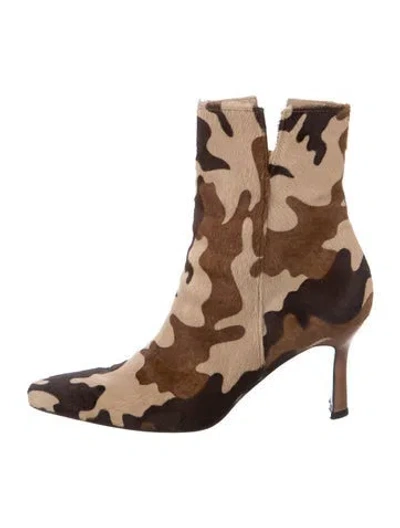 Pre-owned Stuart Weitzman Ponyhair Animal Print Boots In Neutral