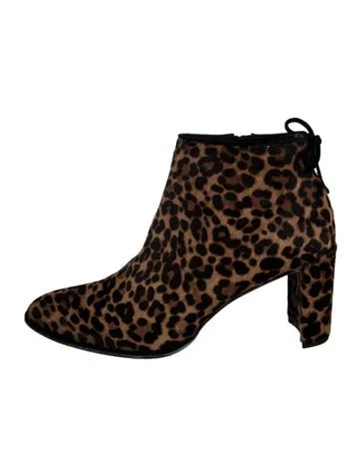 Pre-owned Stuart Weitzman Ponyhair Animal Print Boots In Neutrals