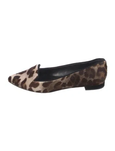 Pre-owned Stuart Weitzman Ponyhair Animal Print Loafers In Brown