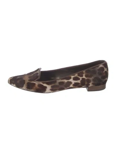 Pre-owned Stuart Weitzman Ponyhair Animal Print Loafers In Brown