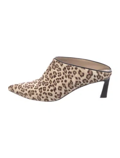 Pre-owned Stuart Weitzman Ponyhair Animal Print Mules In Brown
