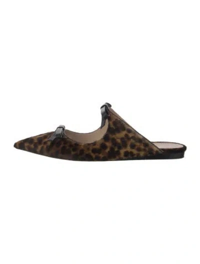 Pre-owned Stuart Weitzman Ponyhair Animal Print Mules In Brown