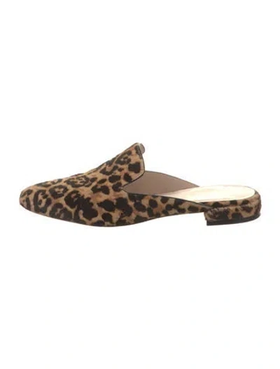 Pre-owned Stuart Weitzman Ponyhair Animal Print Mules In Brown