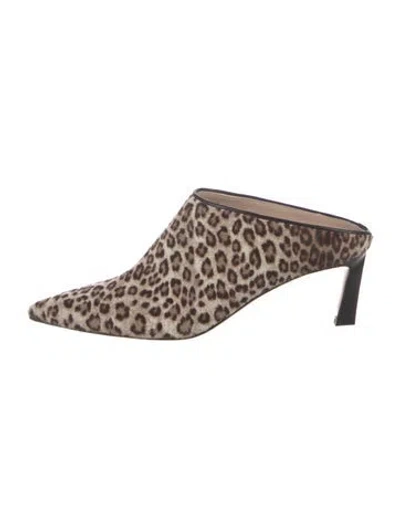 Pre-owned Stuart Weitzman Ponyhair Animal Print Mules In Neutral