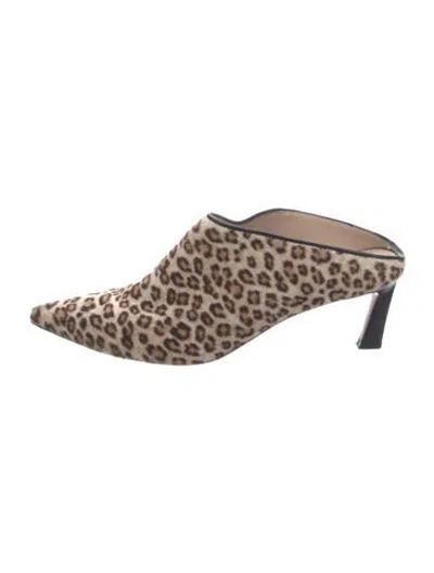 Pre-owned Stuart Weitzman Ponyhair Animal Print Mules In Neutrals