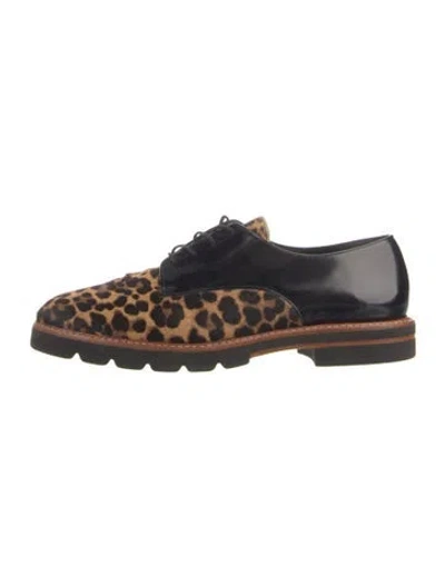 Pre-owned Stuart Weitzman Ponyhair Animal Print Oxfords In Neutral