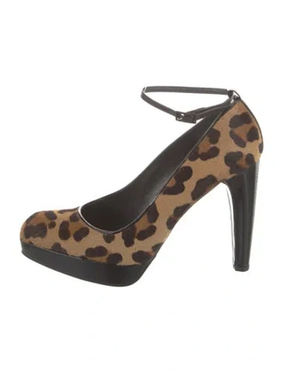Pre-owned Stuart Weitzman Ponyhair Animal Print Pumps In Black