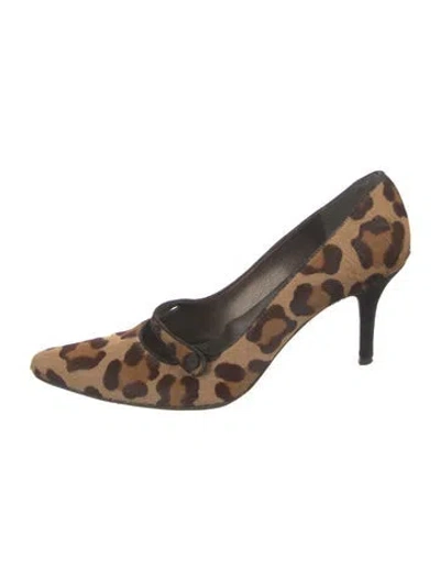 Pre-owned Stuart Weitzman Ponyhair Animal Print Pumps In Brown