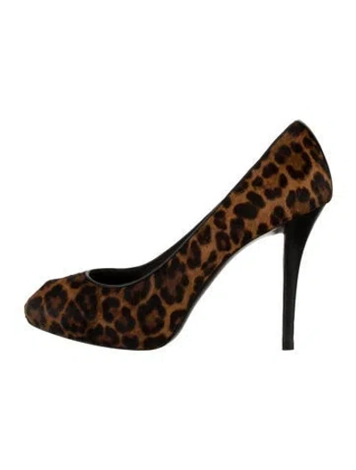 Pre-owned Stuart Weitzman Ponyhair Animal Print Pumps In Brown