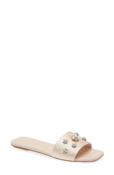 Stuart Weitzman Poppy Embellished Slide Sandal In Neutral