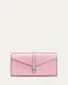 Stuart Weitzman Posh Loveletter Metallic Leather Clutch Bag In Pink Marshmallow