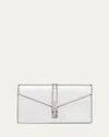 Stuart Weitzman Posh Loveletter Metallic Leather Clutch Bag In Silver