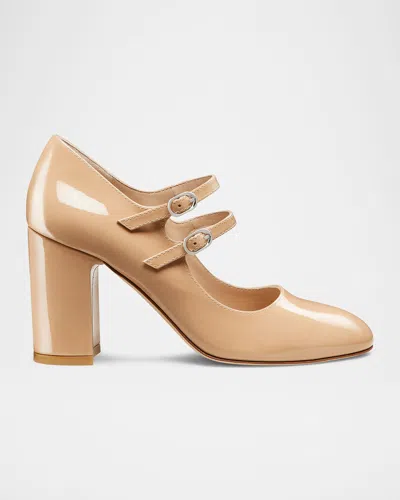 STUART WEITZMAN POSH PATENT LEATHER MARY JANE BALLERINA PUMPS