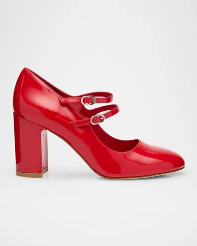 Stuart Weitzman Posh Patent Leather Mary Jane Ballerina Pumps In Cherry