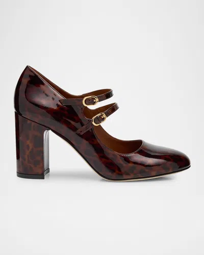 Stuart Weitzman Posh Patent Leather Mary Jane Ballerina Pumps In Dark Brown