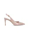 Stuart Weitzman Pointed Toe Patent Finish Buckle Detail Pumps In Pink
