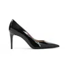 Stuart Weitzman Pointed Toe Stiletto Heel Pumps In Patent Leather In Black