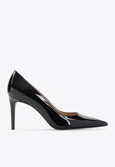 STUART WEITZMAN POWER 85 PATENT LEATHER PUMPS