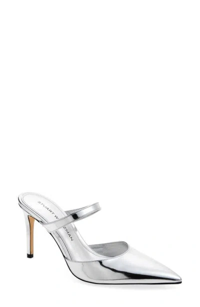 Stuart Weitzman Power Mule 85 Pump In Silver